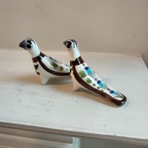 Pair of Tonala vintage hand-painted Mexican birds